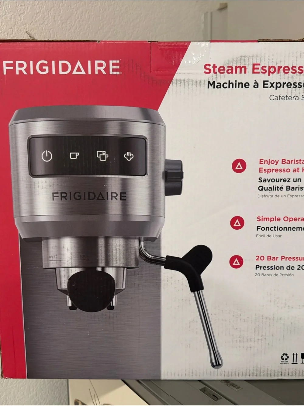 Frigidaire Steam Espresso Maker with Milk Frother - Stainless Silver